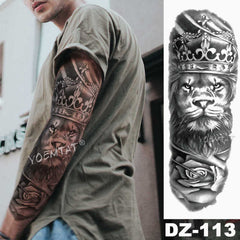 Large Arm Sleeve Lion Tattoo