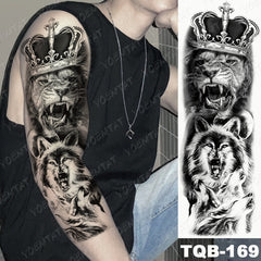 Large Arm Sleeve Lion Tattoo