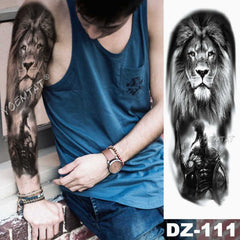 Large Arm Sleeve Lion Tattoo