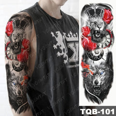 Large Arm Sleeve Lion Tattoo