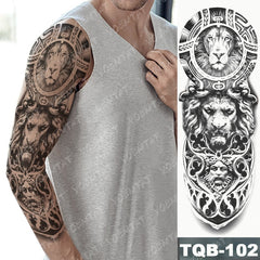 Large Arm Sleeve Lion Tattoo