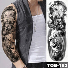 Large Arm Sleeve Lion Tattoo