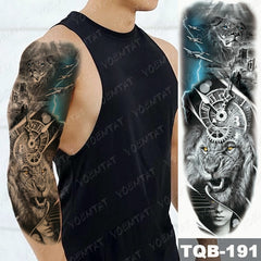 Large Arm Sleeve Lion Tattoo