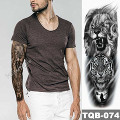 Large Arm Sleeve Lion Tattoo