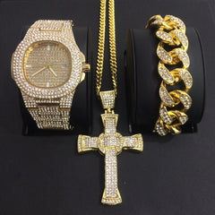 Men's Watch & Bracelet & Necklace Combo