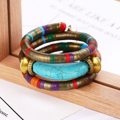 Natural Stone Colorful Snake Bangle Bracelets