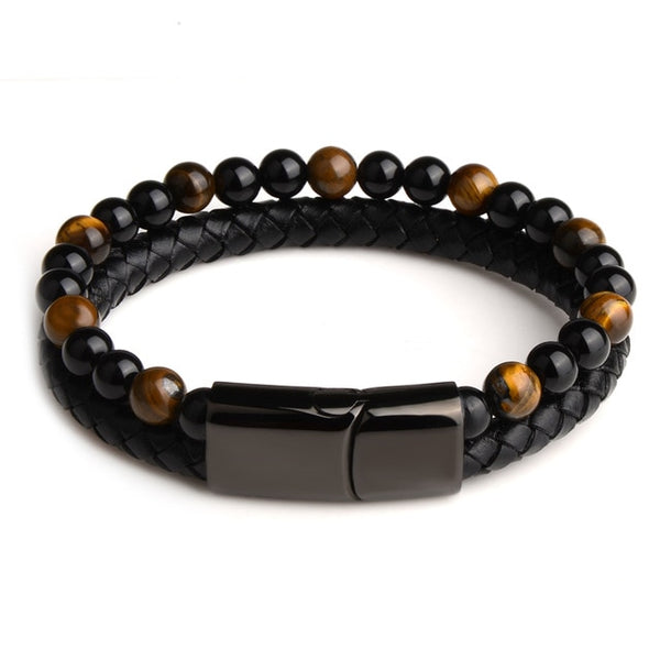 Natural Stone Genuine Leather Bracelet