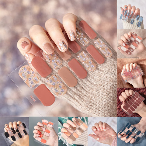 14pcs/sheet Glitter Gradient Color Nail Stickers