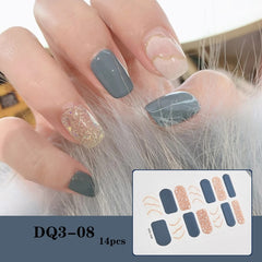 14pcs/sheet Glitter Gradient Color Nail Stickers