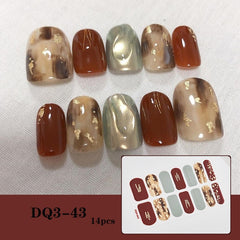 14pcs/sheet Glitter Gradient Color Nail Stickers