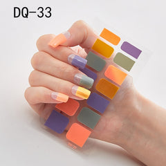 14pcs/sheet Glitter Gradient Color Nail Stickers