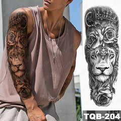 Large Arm Sleeve Lion Tattoo