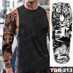 Large Arm Sleeve Lion Tattoo