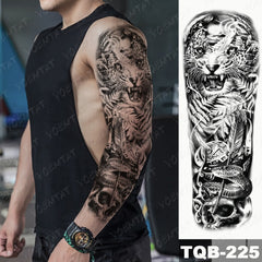 Large Arm Sleeve Lion Tattoo