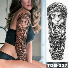 Large Arm Sleeve Lion Tattoo