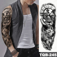 Large Arm Sleeve Lion Tattoo