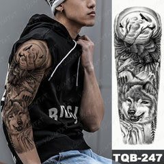 Large Arm Sleeve Lion Tattoo