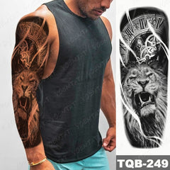 Large Arm Sleeve Lion Tattoo