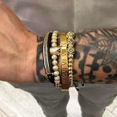 4pcs/set Gold Braided Bracelet Men